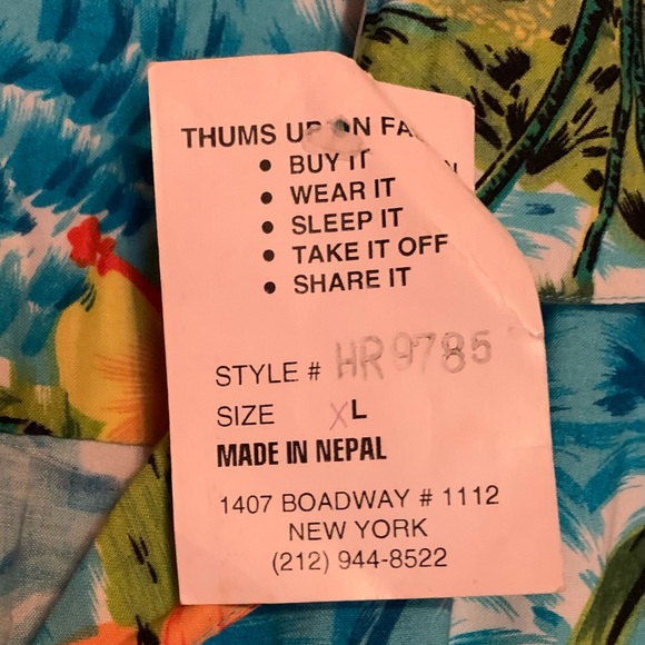 Men’s Hawaiian Island Shirt XL Sailboat Hibiscus Palm Trees Ocean Thumbs Up NWT - Picture 6 of 8